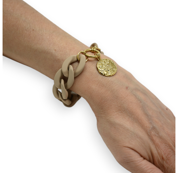 Armband mit großer Harzketten-Medaillon in Gold