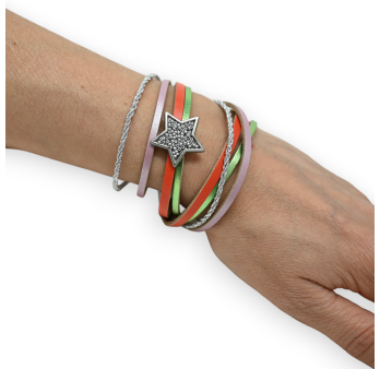 Double wrap bracelet 3 colors silver star