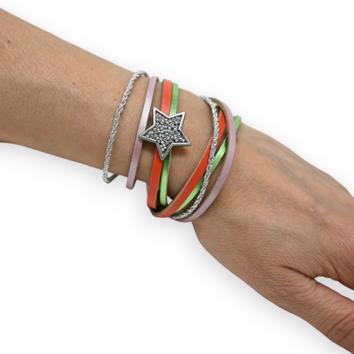Double wrap bracelet 3 colors silver star