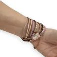 Pulsera de doble vuelta en tonos de rosa antiguo