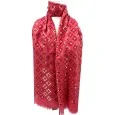 Thin fuchsia scarf with golden flower print