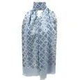 Foulard fin bleu ciel imprimé fleurs dorées