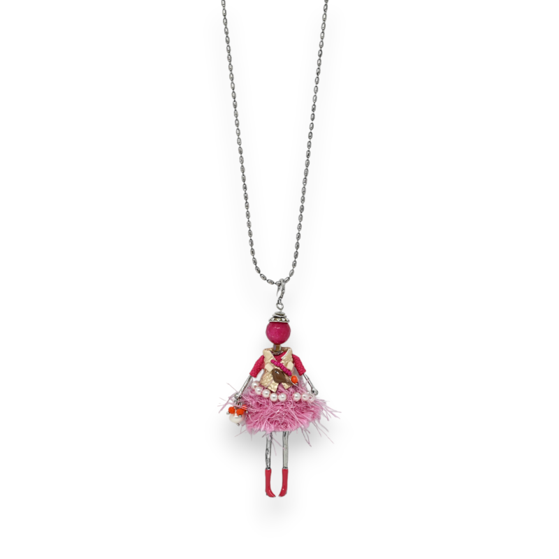 Collier sautoir Pépète robe fashion rose
