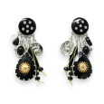 Black polka dot clip earrings