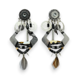 Clip-on earrings with a black and silver ethnic spirit