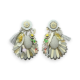 Daisy clip-on earrings in shades of gray