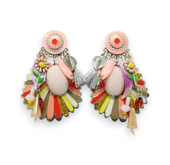 Boucles d'oreilles clip marguerite multicolore