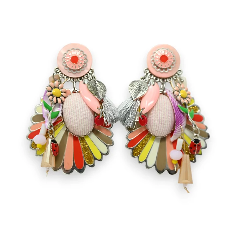 Pendientes clip de margarita multicolor