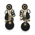 Black and gold clip-on earrings