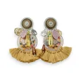 Pendientes con clip de estilo bohemio en color camel