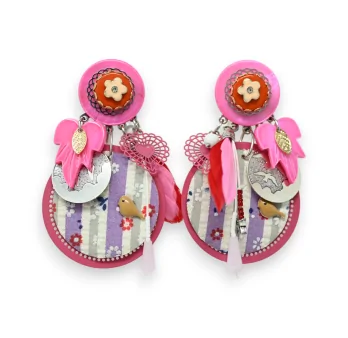 Spring Fuchsia Locket Clip-on Earrings