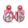 Fuchsia spring clip-on earrings