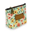 Wallet with orange and yellow flower patterns