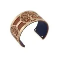 Gold-plated Tree of Life Cuff Bracelet with Camel and Navy Blue Faux Leather