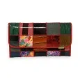 Portefeuille cuir patchwork finitions rouge