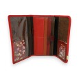 Patchwork-Lederbrieftasche mit roten Abschlüssen