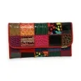 Patchwork wallet with red finishes