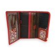 Portefeuille patchwork finitions rouge