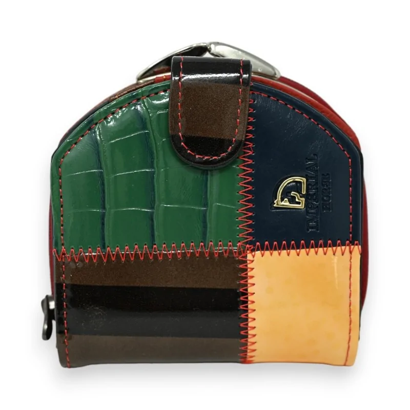 Portefeuille porte monnaie cuir compact patchwork