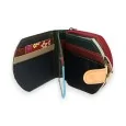 Cartera compacta de cuero patchwork para monedas