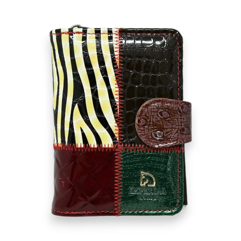 Rectangle patchwork leather wallet purse