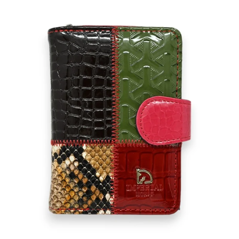 Patchwork rectangle leather wallet purse