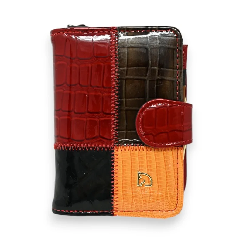 Patchwork rectangle leather wallet purse