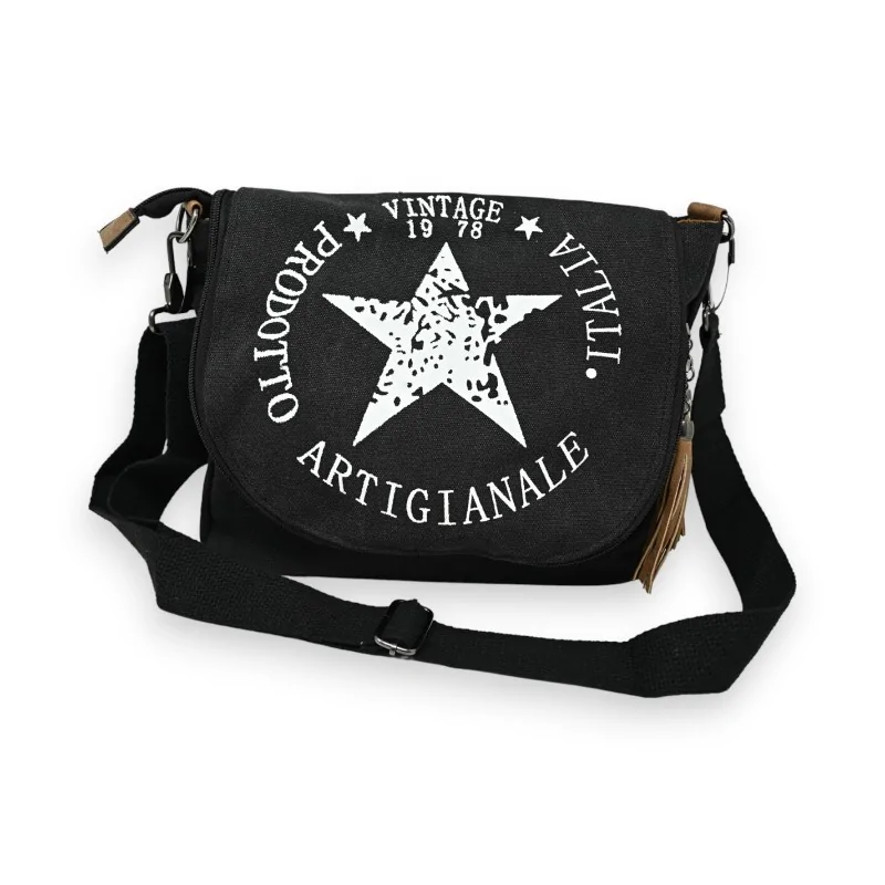 Sac bandoulière vintage étoile noir