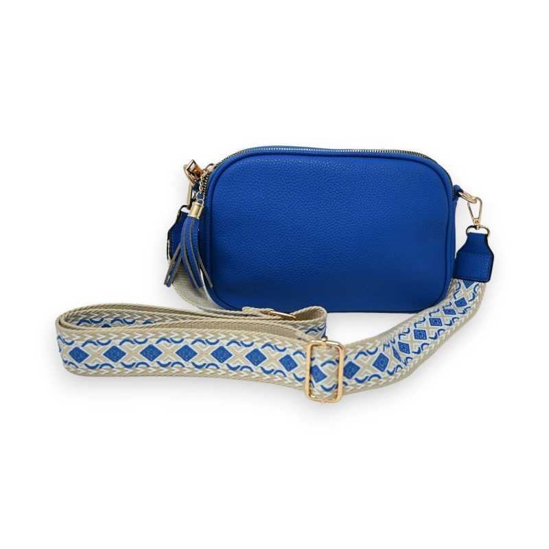 Royal blue rectangle crossbody bag with multiple pockets