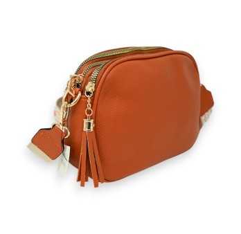 Orange rectangle multi-pocket shoulder bag