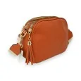 Orange rectangle multi-pocket shoulder bag