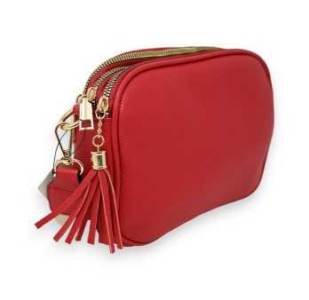 Red rectangle multi-pocket shoulder bag