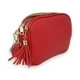 Red rectangle multi-pocket shoulder bag