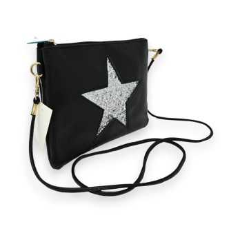 Black shoulder bag clutch with bright star