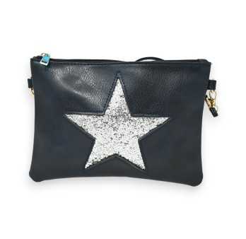 Navy blue clutch bag with shiny star