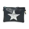 Navy blue clutch bag with shiny star