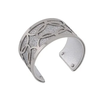 :Silver plated leather-look cuff bracelet with silver glitter and plain silver