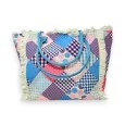 Bolsa de nylon con estampado patchwork en rosa y azul