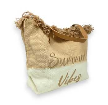 Gradient beige and white fabric tote bag Summer Vibes