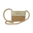 Bohemian embroidered straw shoulder bag