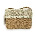 Bohemian embroidered straw shoulder bag