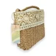 Bohemian embroidered straw shoulder bag