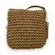 Sac bandoulière bohème paille foncée macramé pompons