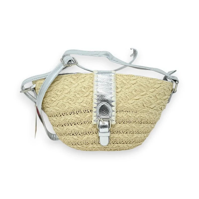 Sac bandoulière bohème paille beige et argent