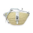 Bohemian shoulder bag beige and silver straw