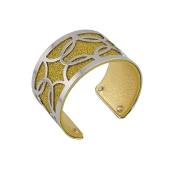 Silver-finished faux leather mustard sequined and shiny plain mustard cuff bracelet