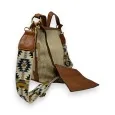 Handbag or bohemian shoulder bag beige straw fabric strap