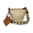 Bohemian straw bag with ethnic shoulder strap