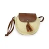 Light beige bohemian round shoulder bag