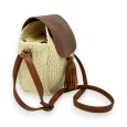 Light beige bohemian round shoulder bag